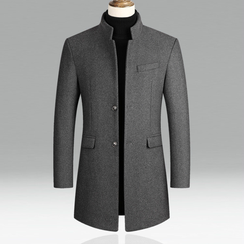 Herrenmantel mit Stehkragen – Eleganter Wintermantel aus Wollmischung