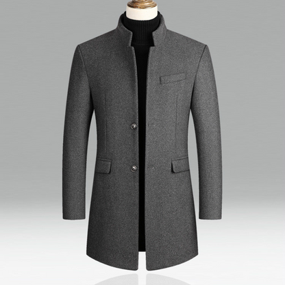 Herrenmantel mit Stehkragen – Eleganter Wintermantel aus Wollmischung