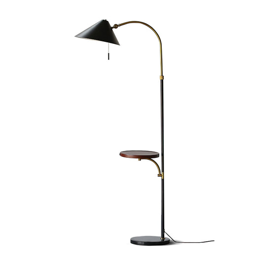 Dominique Vloerlamp – Elegante Lamp met Houten en Marmeren Accenten, Met Handige Dienbladfunctie