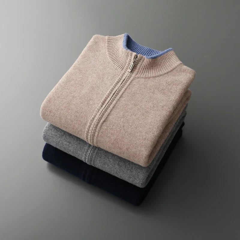 Heren Cashmere Vest met Rits – Warm & Elegant