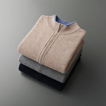 Heren Cashmere Vest met Rits – Warm & Elegant