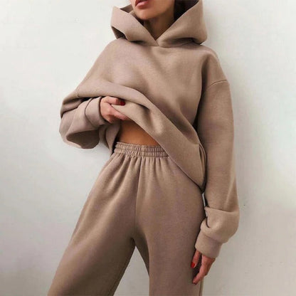 Freizeit Damen Winterset mit Kapuzenpullover und Hose – Warm & Bequem