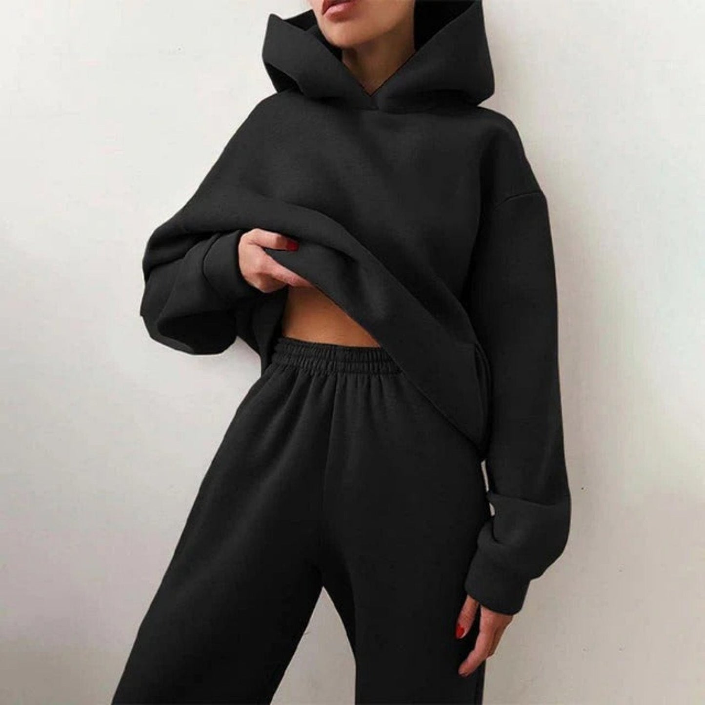 Freizeit Damen Winterset mit Kapuzenpullover und Hose – Warm & Bequem