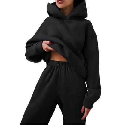 Freizeit Damen Winterset mit Kapuzenpullover und Hose – Warm & Bequem