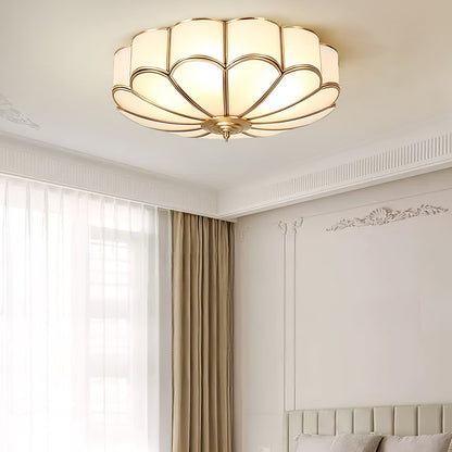 Inbouw Plafondlamp van Glas in Bloemvorm – Messing Afwerking met Luxe Postmoderne Stijl