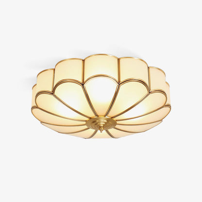 Inbouw Plafondlamp van Glas in Bloemvorm – Messing Afwerking met Luxe Postmoderne Stijl