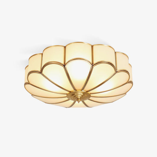 Inbouw Plafondlamp van Glas in Bloemvorm – Messing Afwerking met Luxe Postmoderne Stijl