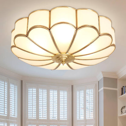 Inbouw Plafondlamp van Glas in Bloemvorm – Messing Afwerking met Luxe Postmoderne Stijl