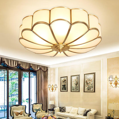 Inbouw Plafondlamp van Glas in Bloemvorm – Messing Afwerking met Luxe Postmoderne Stijl