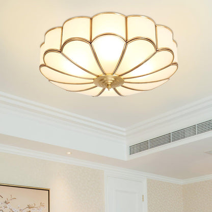 Inbouw Plafondlamp van Glas in Bloemvorm – Messing Afwerking met Luxe Postmoderne Stijl