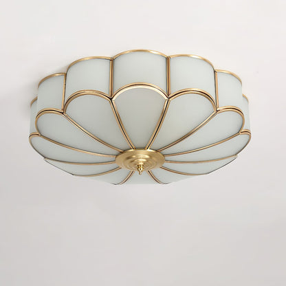 Inbouw Plafondlamp van Glas in Bloemvorm – Messing Afwerking met Luxe Postmoderne Stijl