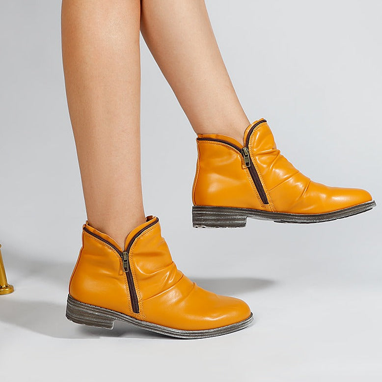 Dames enkellaarsjes met rits – Casual minimalistisch ontwerp met lage hak