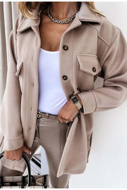 Casual Damesjas met Vintage Look en Warme Losse Pasvorm