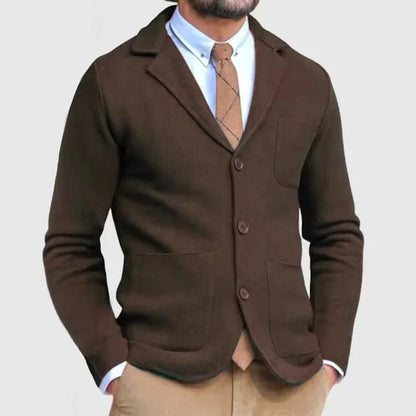 Heren gebreide blazer – Slim fit vest met knopen en reverskraag
