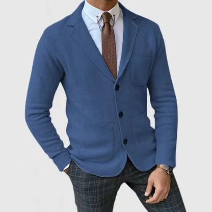 Heren gebreide blazer – Slim fit vest met knopen en reverskraag