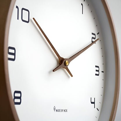 EleQuartz Klok - Ronde Wanduhr - Scandinavische Houten Wanduhr