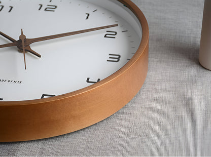 EleQuartz Klok - Ronde Wanduhr - Scandinavische Houten Wanduhr