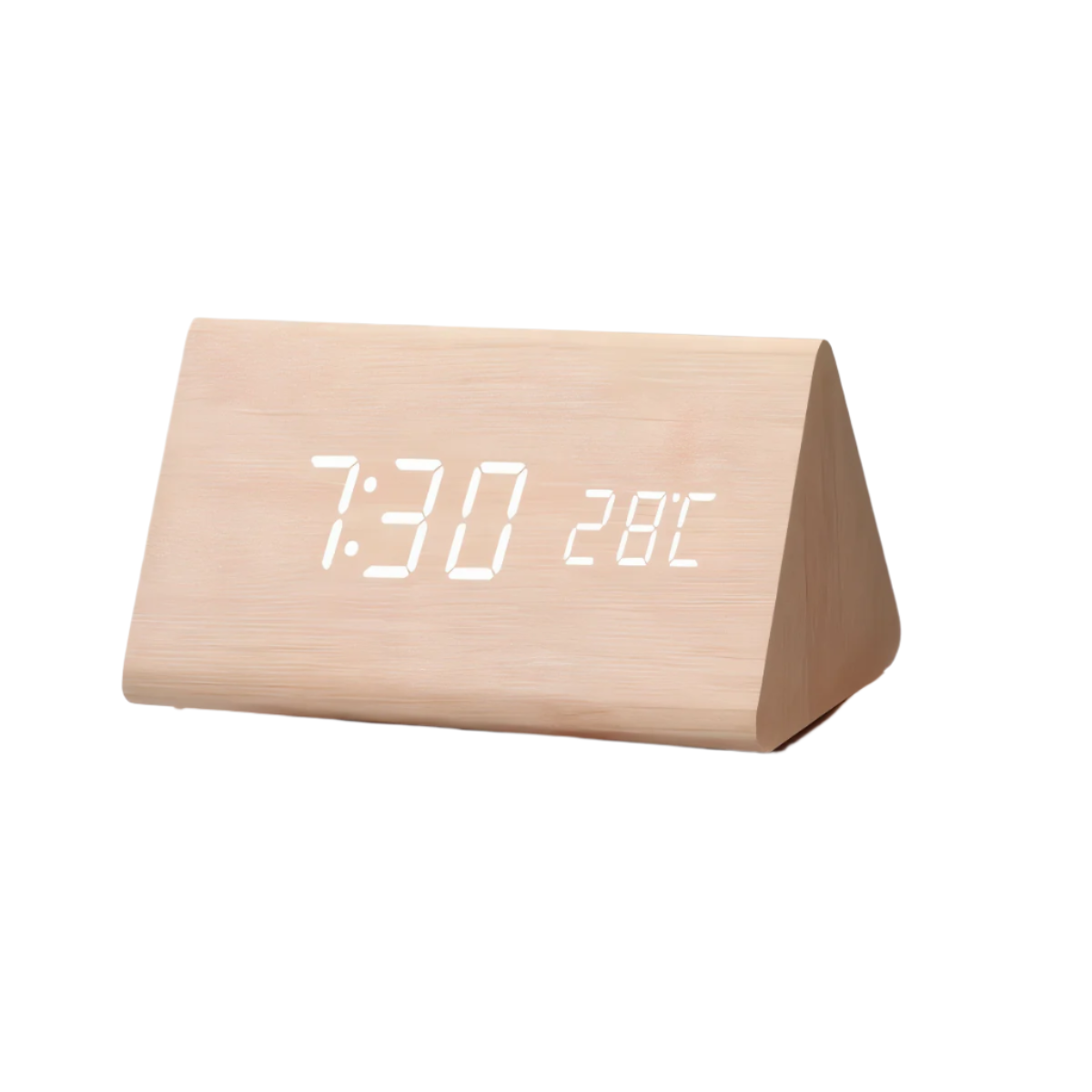 WakeyCue – Moderne digitale LED wekker van hout – Met alarm, temperatuur- en datumweergave