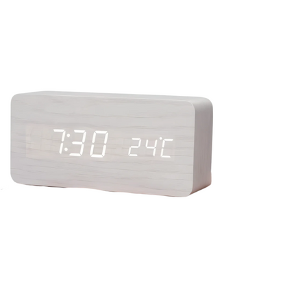 WakeyCue – Moderne digitale LED wekker van hout – Met alarm, temperatuur- en datumweergave