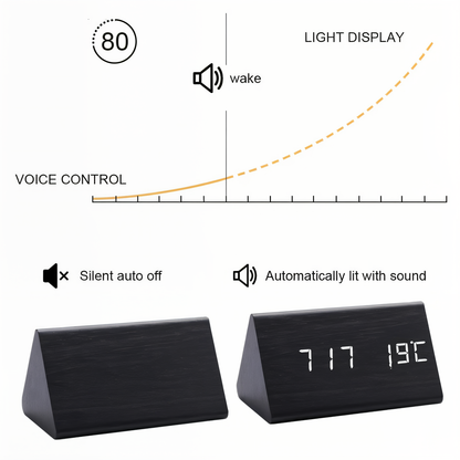 WakeyCue – Moderne digitale LED wekker van hout – Met alarm, temperatuur- en datumweergave