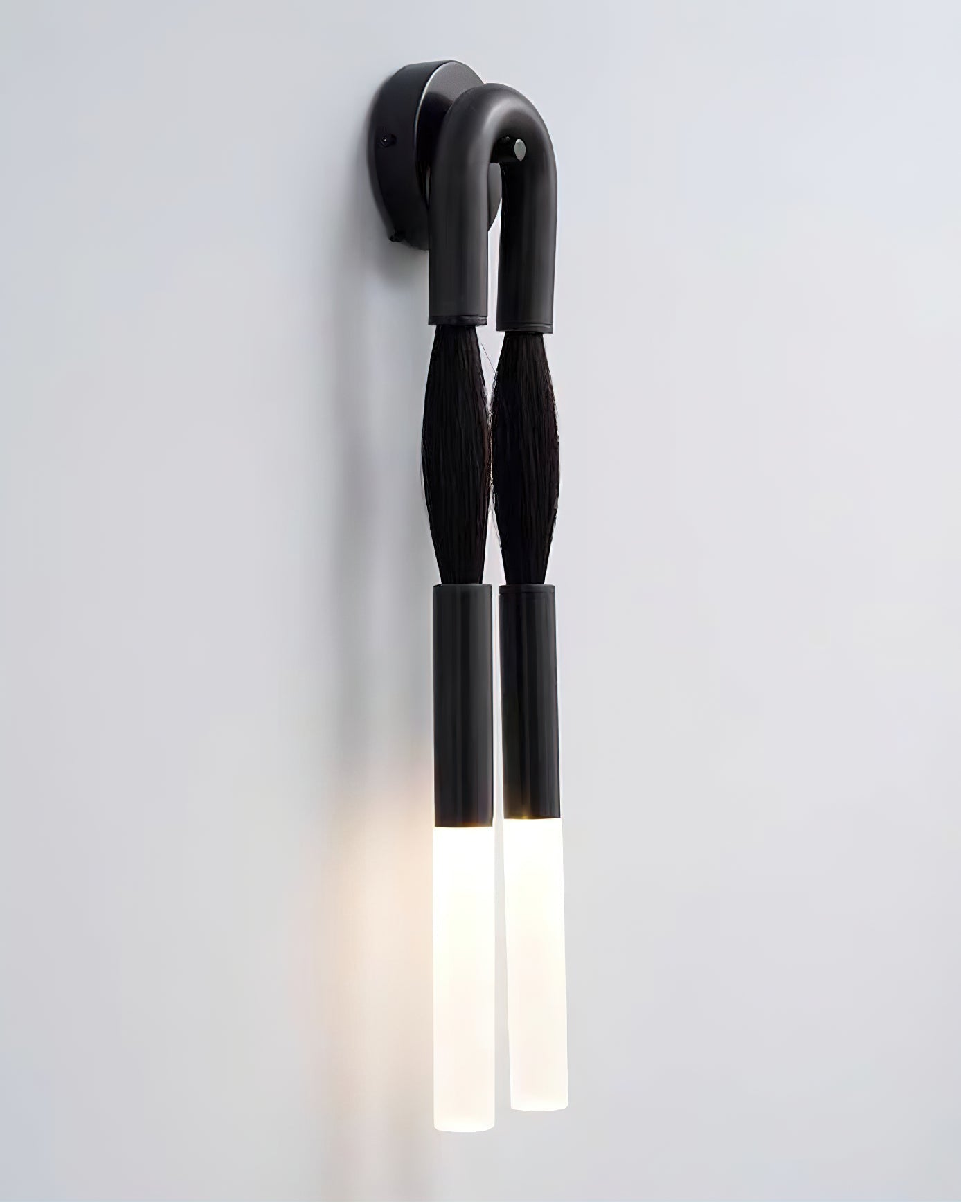 Horsehair Wandlamp – Elegante Wandverlichting met Kwast van Ijzer en Glas