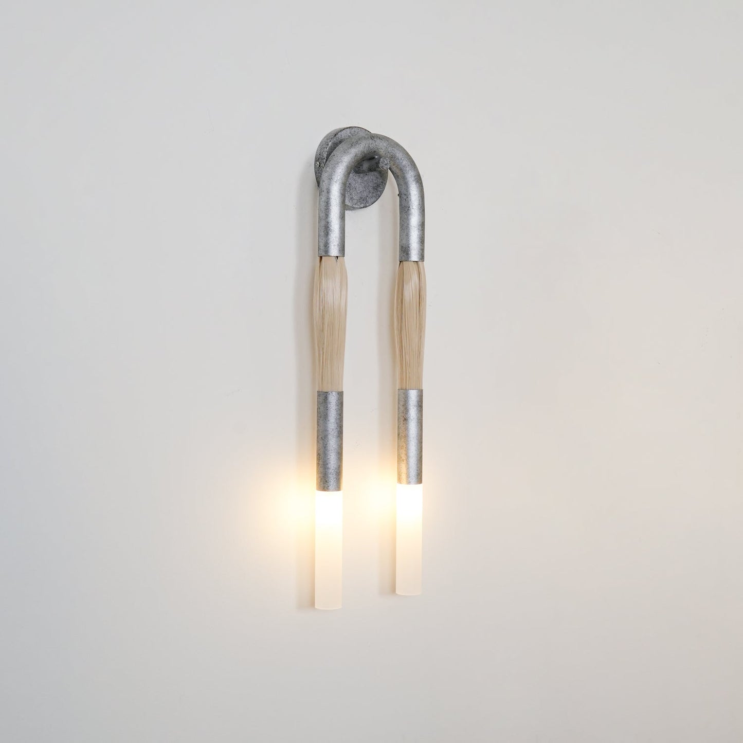 Horsehair Wandlamp – Elegante Wandverlichting met Kwast van Ijzer en Glas