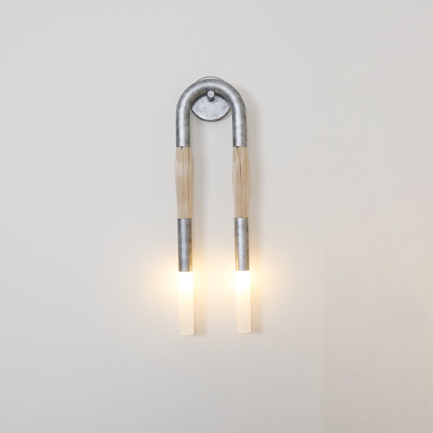 Horsehair Wandlamp – Elegante Wandverlichting met Kwast van Ijzer en Glas