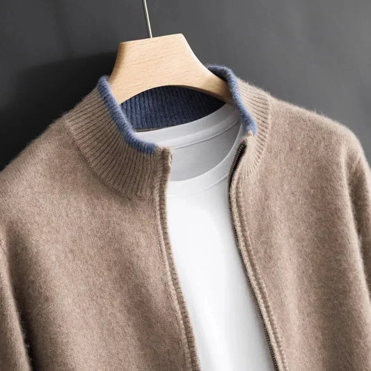 Heren Cashmere Vest met Rits – Warm & Elegant