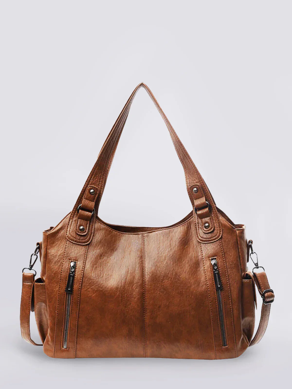 Julissa – Klassieke Leren Schoudertas met Ritsdetails voor Dames