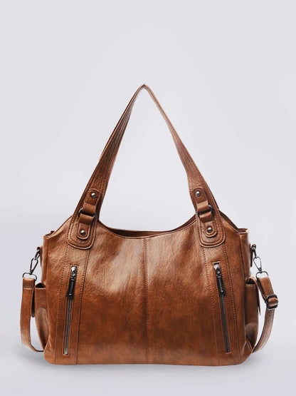 Julissa – Klassieke Leren Schoudertas met Ritsdetails voor Dames