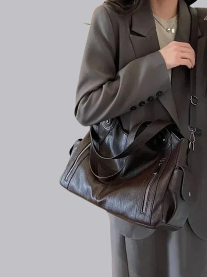 Julissa – Klassieke Leren Schoudertas met Ritsdetails voor Dames