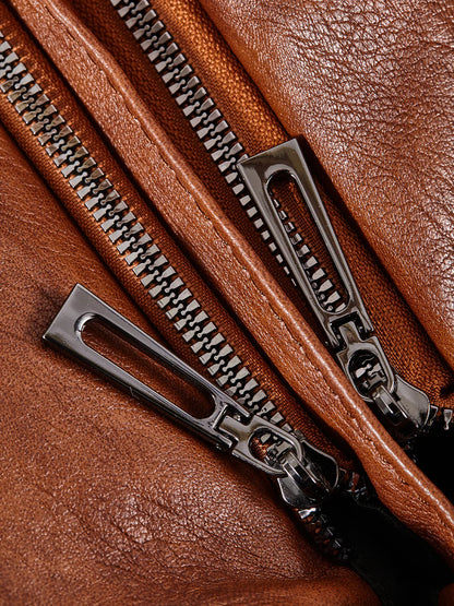 Julissa – Klassieke Leren Schoudertas met Ritsdetails voor Dames
