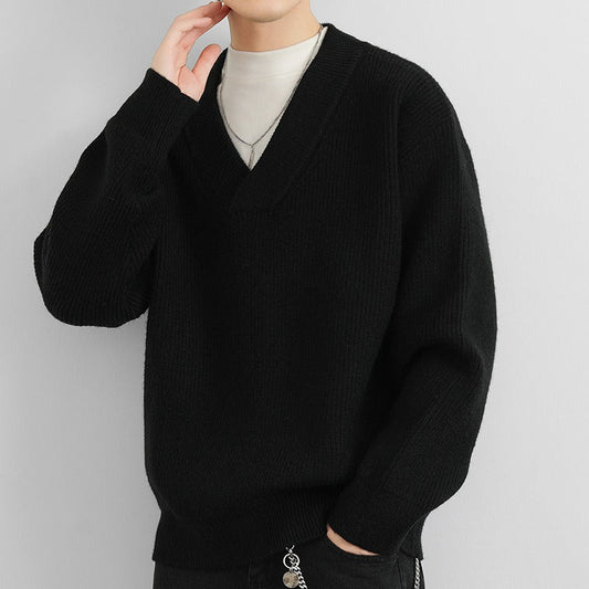 Klassischer V-Ausschnitt Herrenpullover – Zeitlos & Modisch für Herbst/Winter