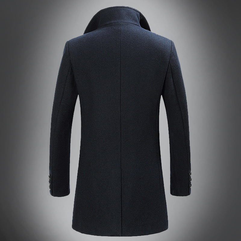 Heren Wol Overjas – Slim Fit Enkelsluiting met Reverskraag – Klassieke Winterjas