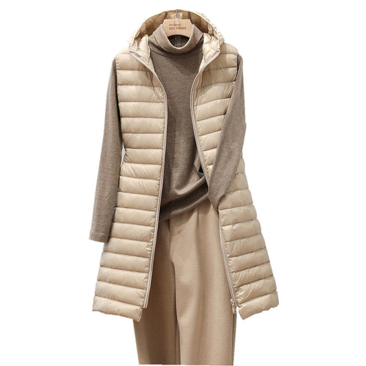 Dames Gewatteerd Vest met Capuchon - Lichtgewicht en Middellang - Herfst en Winter