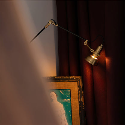 Kane Wandlamp met Zwenkarm – Houten Wandlamp met Messing Afwerking