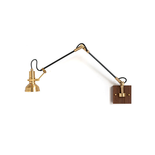 Kane Wandlamp met Zwenkarm – Houten Wandlamp met Messing Afwerking