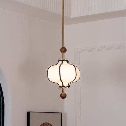 Lantaarn Hanglamp van Stof – Moderne Sculpturale Plafondlamp