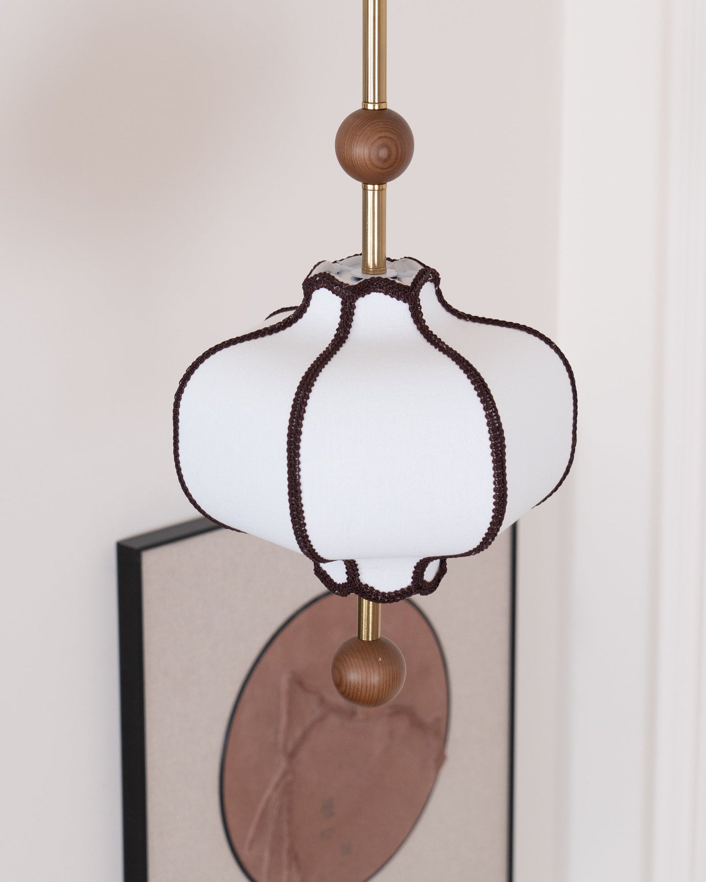 Lantaarn Hanglamp van Stof – Moderne Sculpturale Plafondlamp