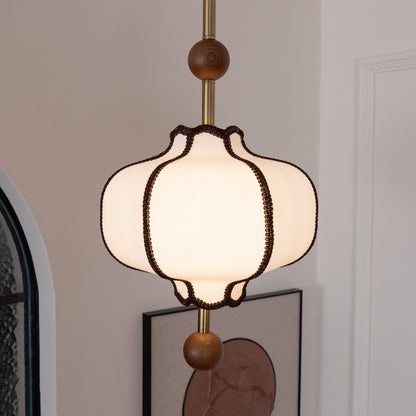 Lantaarn Hanglamp van Stof – Moderne Sculpturale Plafondlamp