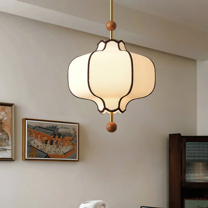 Lantaarn Hanglamp van Stof – Moderne Sculpturale Plafondlamp