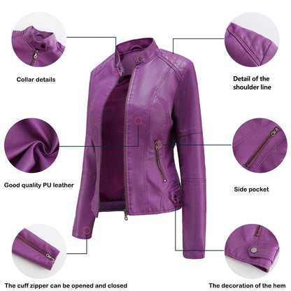 Slim fit bikerjack voor dames – Elegant kunstleer met moderne pasvorm