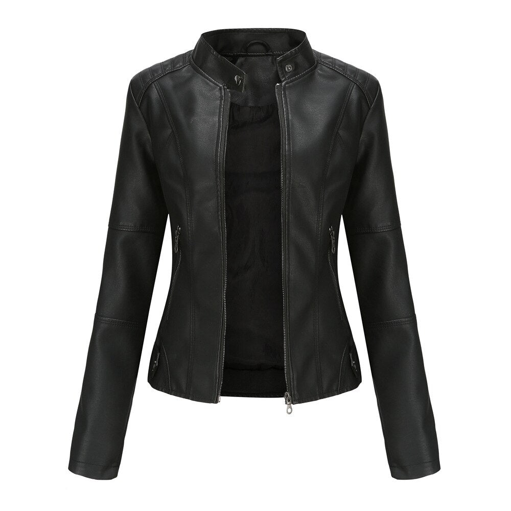 Slim fit bikerjack voor dames – Elegant kunstleer met moderne pasvorm