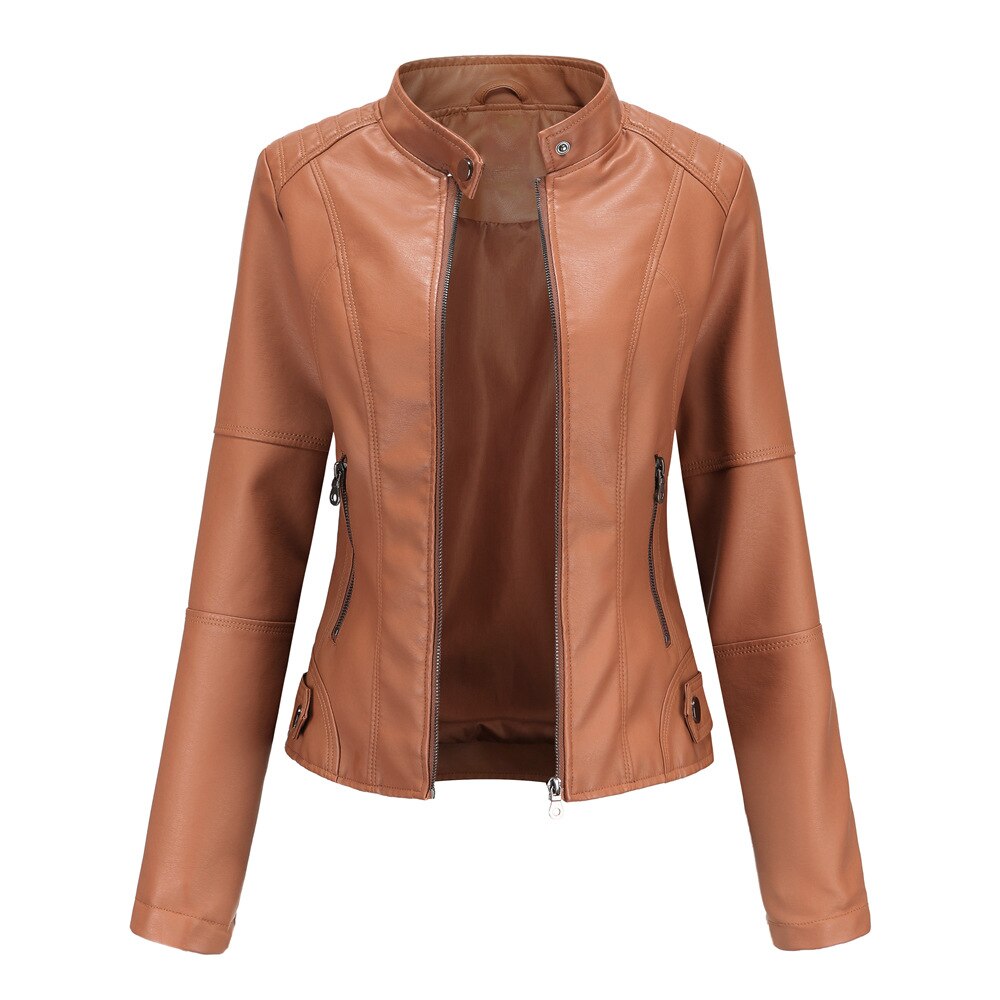 Slim fit bikerjack voor dames – Elegant kunstleer met moderne pasvorm