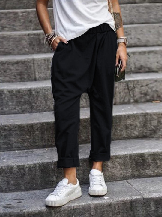 Dames Baggy Broek met Elastische Taille – Comfortabele Loose Fit