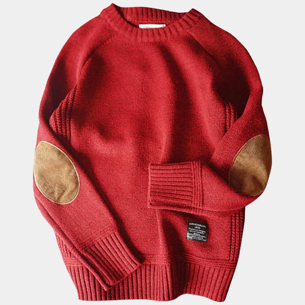 Heren Trui met Ronde Hals en Elleboogstukken – Comfortabele Casual Sweater voor Herfst en Winter