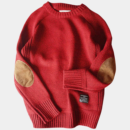 Heren Trui met Ronde Hals en Elleboogstukken – Comfortabele Casual Sweater voor Herfst en Winter