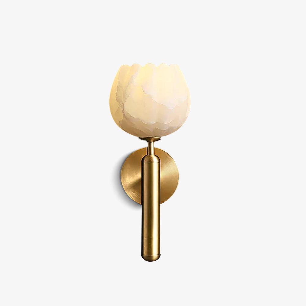 Mian – Wandlamp van Messing met Alabaster Bloem