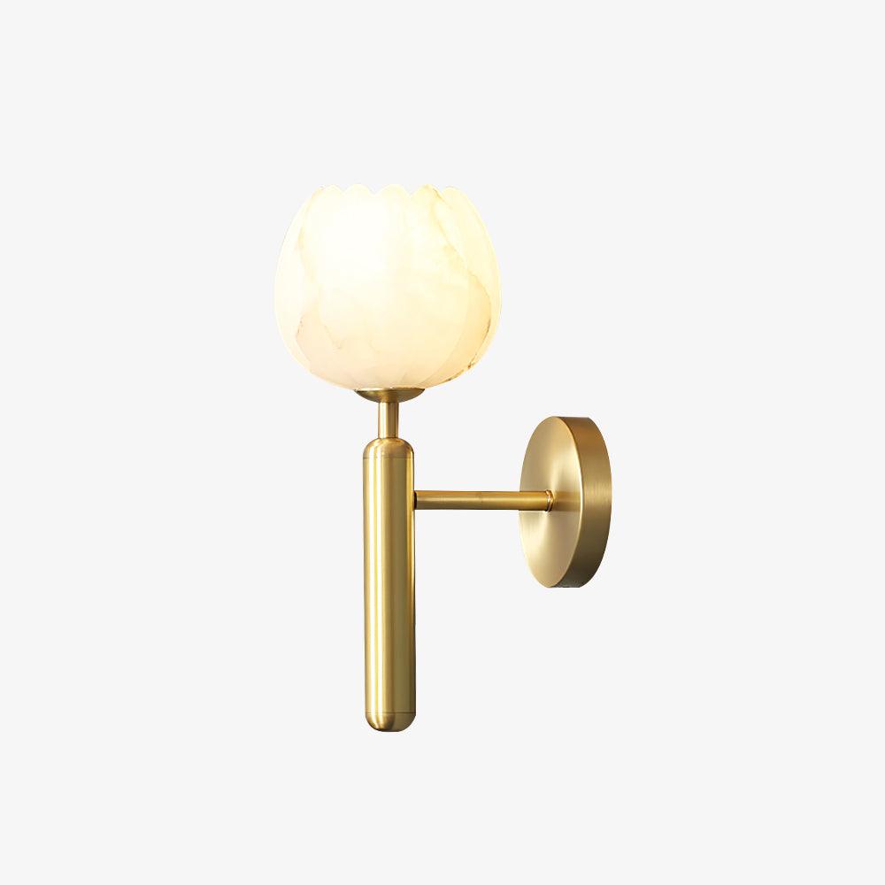 Mian – Wandlamp van Messing met Alabaster Bloem