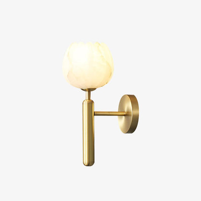 Mian – Wandlamp van Messing met Alabaster Bloem